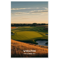 Rolling golf green with bunkers framed by golden prairie grasses at sunset in Wheaton, Illinois